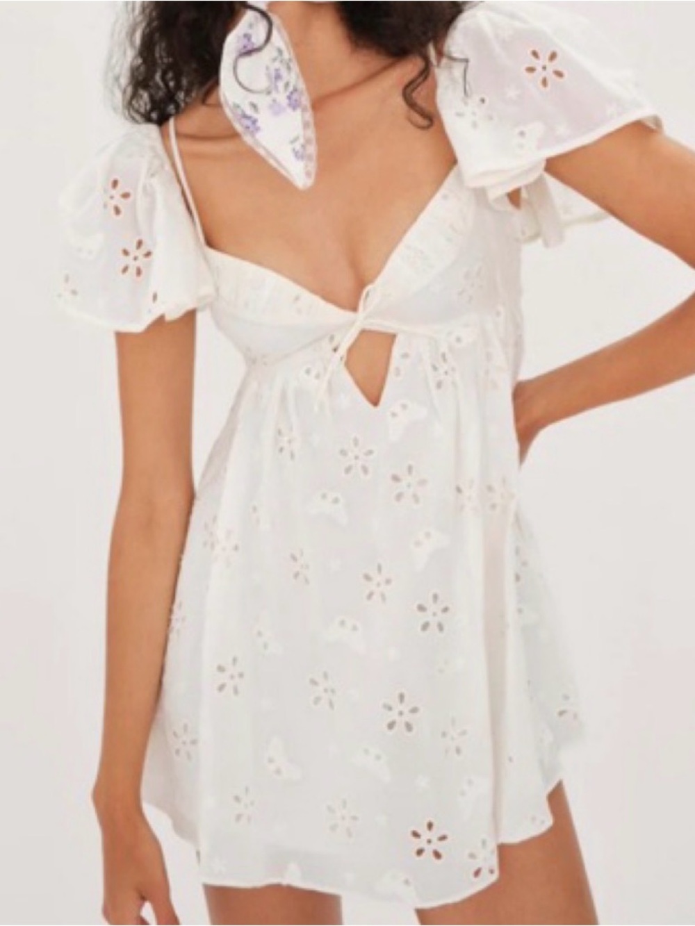 For Love & Lemons White Eyelet Mini Dress
